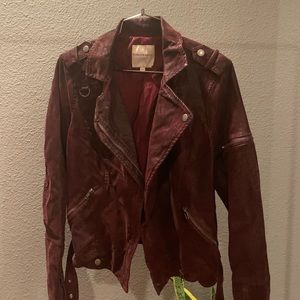 Thread & Supply Burgundy Moto Jacket